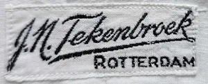 Label met tekst J.N. Tekenbroek / Rotterdam