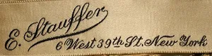 Label met tekst E. Stauffer /  6 West 39th St., New York