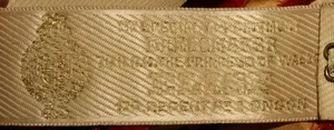 Label met tekst by special appointment, Dressmaker to H.R.H. the Princess of Wales / ELISE/ 170 Regent St. London