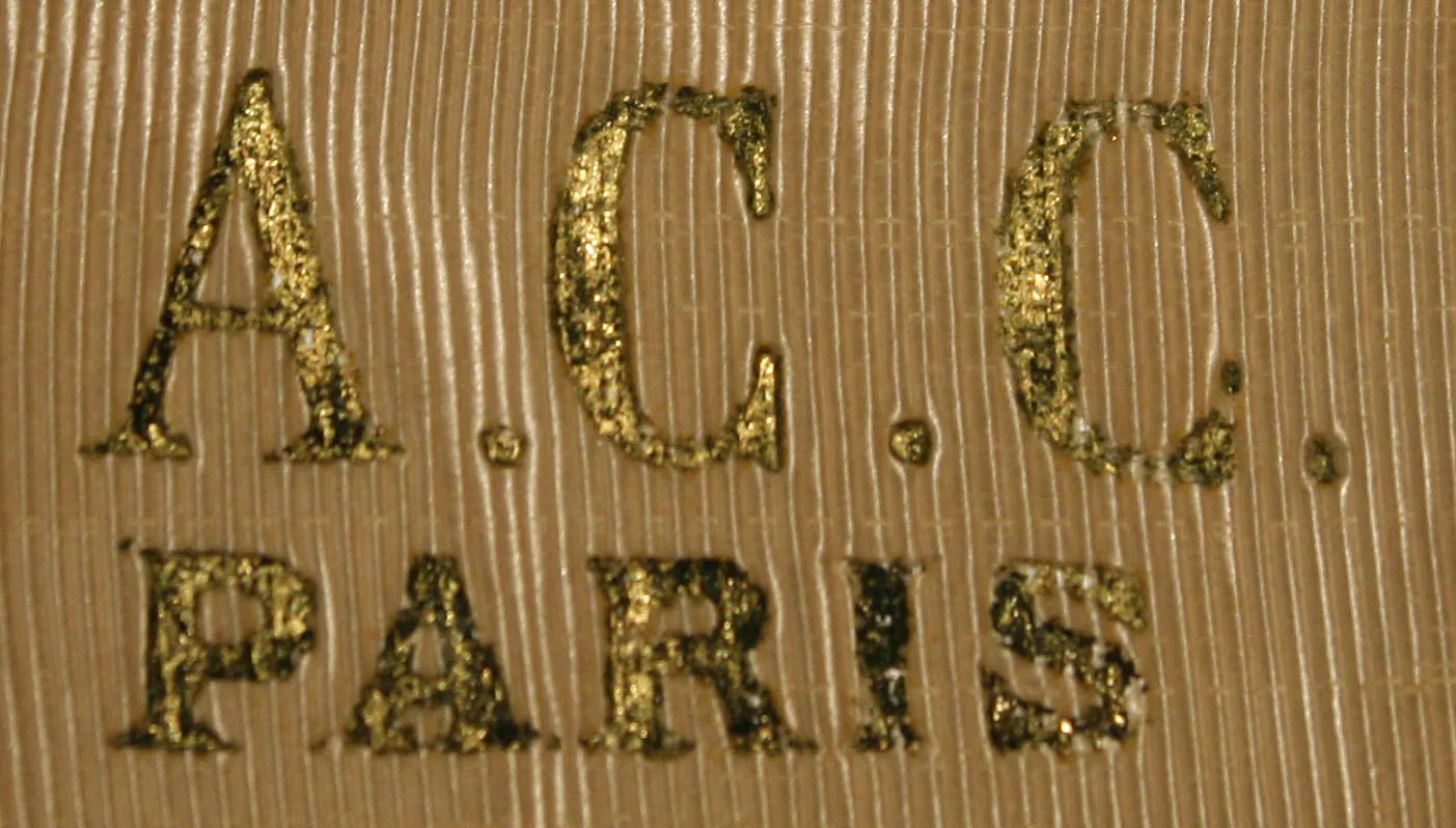 Etiquette avec texte A.C.C., PARIS